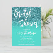Aquamariner Glitzer Hell Türkise Ombre Brautparty Einladung (Stehend Vorderseite)