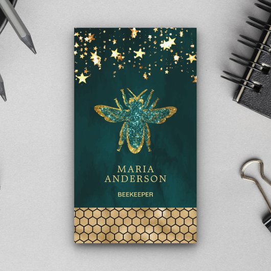 Aquamariner Glitzer Honigbiene Visitenkarte