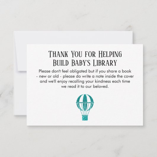 Aquamariner Glitzer Hot Air Ballon Buchungsanfrage Einladung (Rückseite)