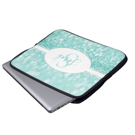 Aquamariner Glitzer Individualisieren Sie den Lapt Laptopschutzhülle (Vorne Knopf)