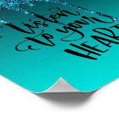 Aquamariner Glitzer Inspiration Zitat Poster (Ecke)