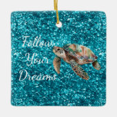 Aquamariner Glitzer Keramikornament (Vorderseite)