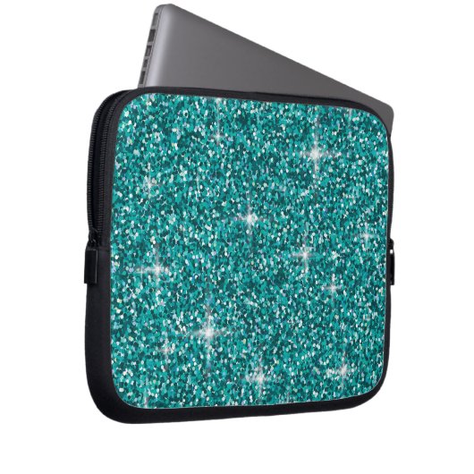 Aquamariner Glitzer Laptopschutzhülle (Vorne Rechts)