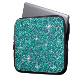 Aquamariner Glitzer Laptopschutzhülle (Vorderseite Links)
