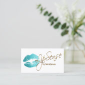 Aquamariner Glitzer Lipstick Visitenkarte (Stehend Vorderseite)