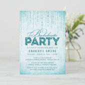 Aquamariner Glitzer Look Junggeselinnen-Abschied E Einladung (Stehend Vorderseite)