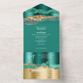 Aquamariner Glitzer Marmor Age All In One Einladung (Innen Boden)