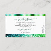 Aquamariner Glitzer mit leuchtendem, weißem, glänz Visitenkarte (Rückseite)