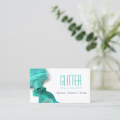 Aquamariner Glitzer Nail Salon Manicure - Stilvoll Visitenkarte (Stehend Vorderseite)