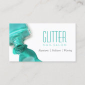 Aquamariner Glitzer Nail Salon Manicure - Stilvoll Visitenkarte (Vorderseite)