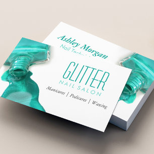Aquamariner Glitzer Nail Salon Manicure - Stilvoll Visitenkarte