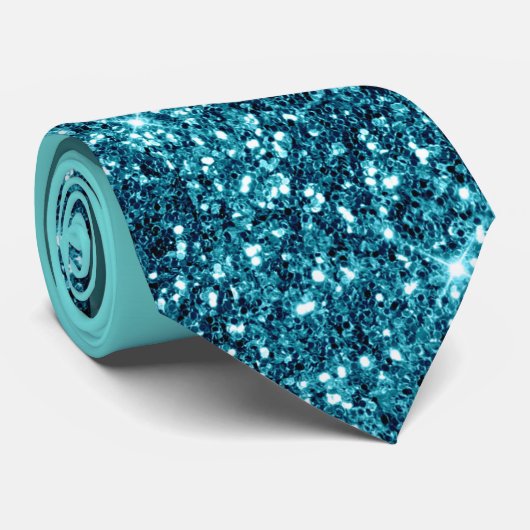 Aquamariner Glitzer Necktie Krawatte (Gerollt)