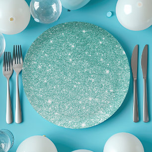 Aquamariner Glitzer Ombre Pappteller