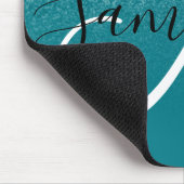 Aquamariner Glitzer Ombre Sparkle Monogram Mousepad (Ecke)