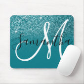 Aquamariner Glitzer Ombre Sparkle Monogram Mousepad (Mit Mouse)