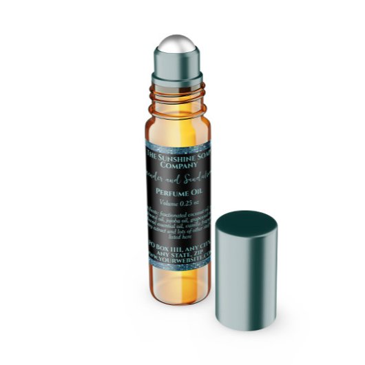 Aquamariner Glitzer Parfümerrollen Flaschenetikett Quadratischer Aufkleber