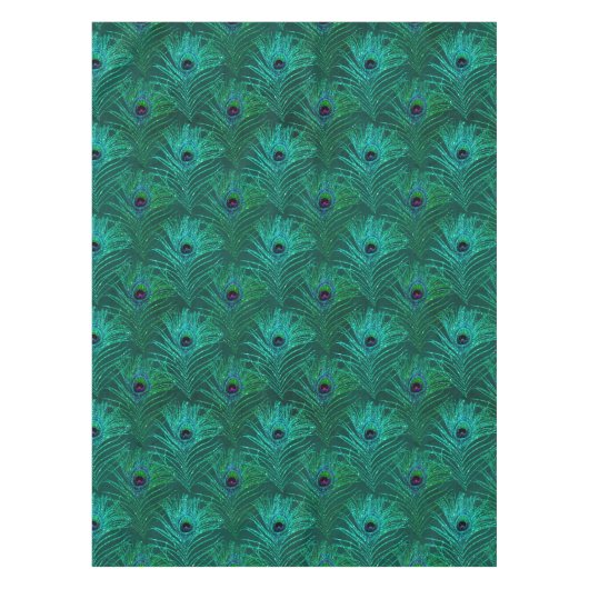 Aquamariner Glitzer Peacock Feathers Tableclout Tischdecke (Vorderseite)