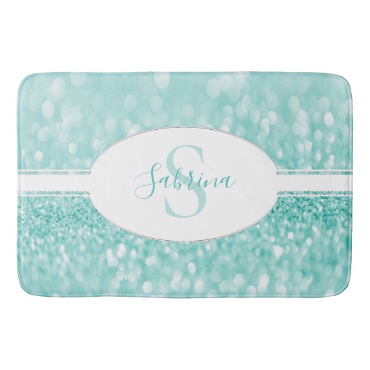 Aquamariner Glitzer personalisieren Bath Mat Badematte (Vorderseite)