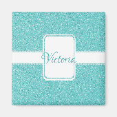 Aquamariner Glitzer Personalisieren Magnet (Vorne)