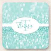 Aquamariner Glitzer personalisieren Plastik-Unters Getränkeuntersetzer (Vorderseite)