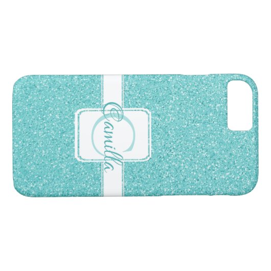 Aquamariner Glitzer Personalisiert Case-Mate iPhon Case-Mate iPhone Hülle (Rückseite (Horizontal))