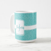Aquamariner Glitzer Personalisiert Kaffee Tasse (Vorderseite Links)