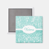Aquamariner Glitzer Personalisiert Magnet (Vorderseite/Rückseite)