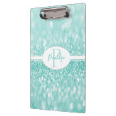 Aquamariner Glitzer Personalisiert Zwischenablage Klemmbrett (Links)