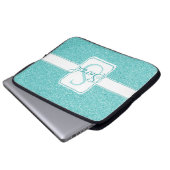 Aquamariner Glitzer Personalisierter Laptop-Sieb Laptopschutzhülle (Vorne Knopf)