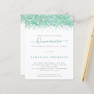 Aquamariner Glitzer Quinceañera Einladung