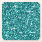 Aquamariner Glitzer Rechteckiger Pappuntersetzer (Vorderseite)