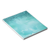Aquamariner Glitzer Regen auf Luxusmetall Notizblock (angewinkelt)