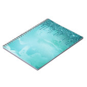 Aquamariner Glitzer Regen auf Luxusmetall Notizblock (Linke Seite)