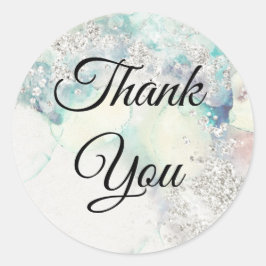 Aquamariner Glitzer Runder Aufkleber