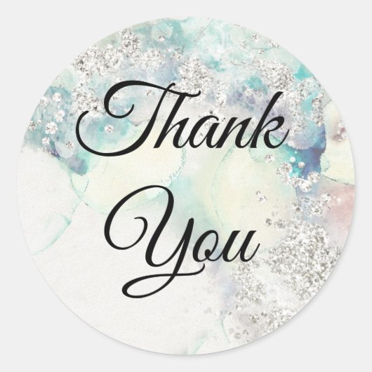 Aquamariner Glitzer Runder Aufkleber (Vorderseite)