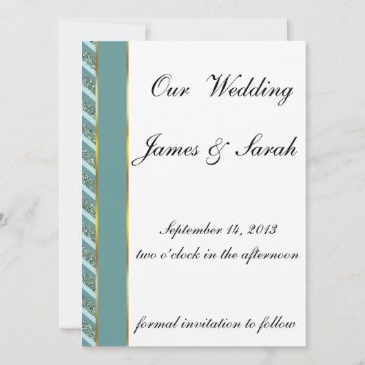 Aquamariner Glitzer Save The Date (Rückseite)