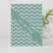 Aquamariner Glitzer Save The Date (Stehend Vorderseite)