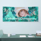 Aquamariner Glitzer-Schmetterling Quinceanera Banner (Messe)