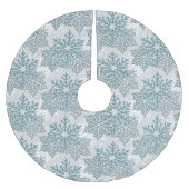 Aquamariner Glitzer Schneeflocken Polyester Weihnachtsbaumdecke (Vorderseite)