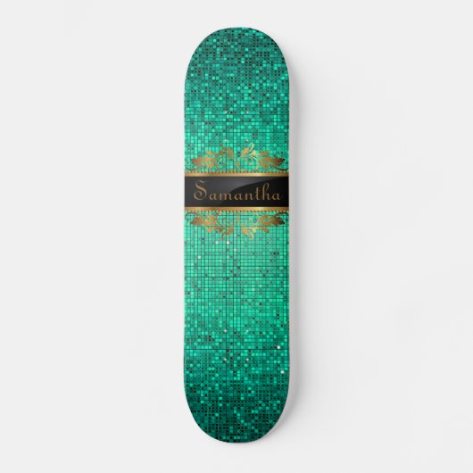 Aquamariner Glitzer Sequin Disco Glitz Comp Skateb Skateboard (Vorderseite)