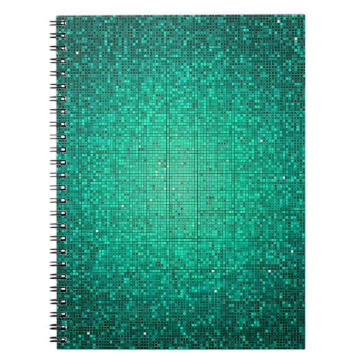 Aquamariner Glitzer Sequin Disco Glitz SpiralNoteb Notizblock (Vorderseite)