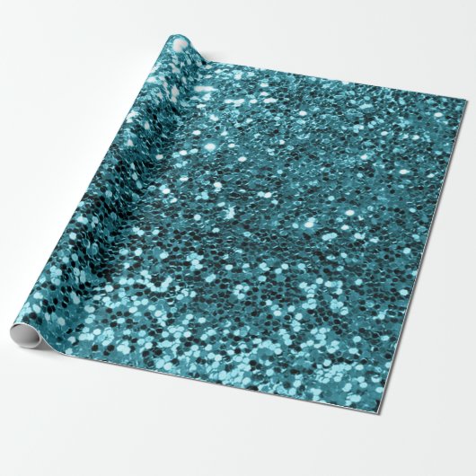 Aquamariner Glitzer-Shiny-Effekt Geschenkpapier (Ungerollt)