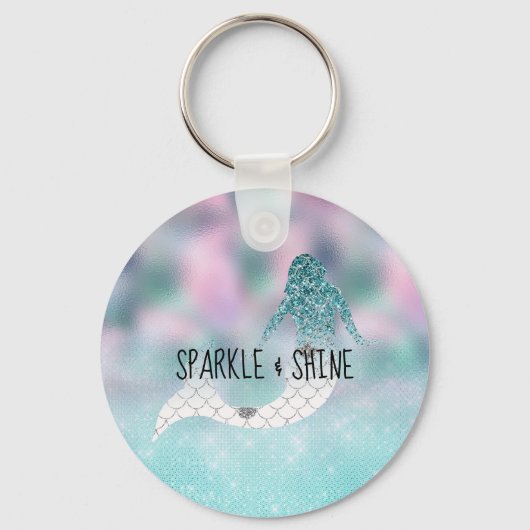 Aquamariner Glitzer Sparkle Mermaid Schlüsselanhänger (Vorderseite)