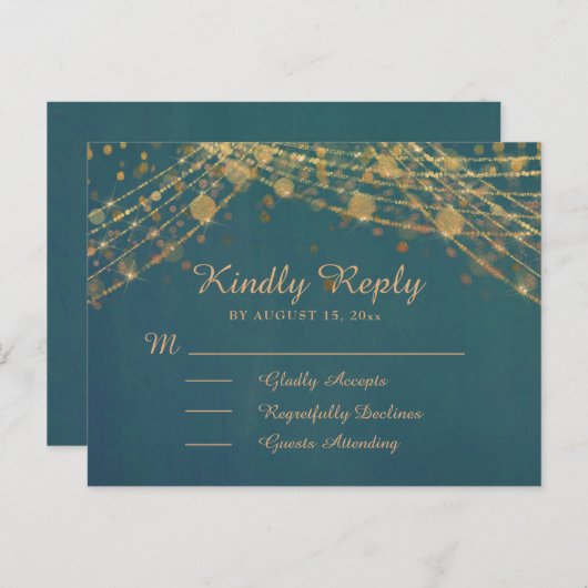 Aquamariner Glitzer String Lights Quinceñera UAWG Postkarte (Vorne/Hinten)