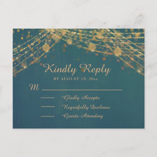 Aquamariner Glitzer String Lights Quinceñera UAWG Postkarte (Vorderseite)