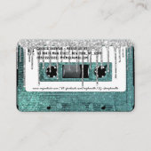 Aquamariner Glitzer-Tropfen-Kassettenbandband des  Visitenkarte (Rückseite)