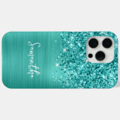 Aquamariner Glitzer Türkis Glam Name Case-Mate iPhone Hülle (Rückseite (Horizontal))