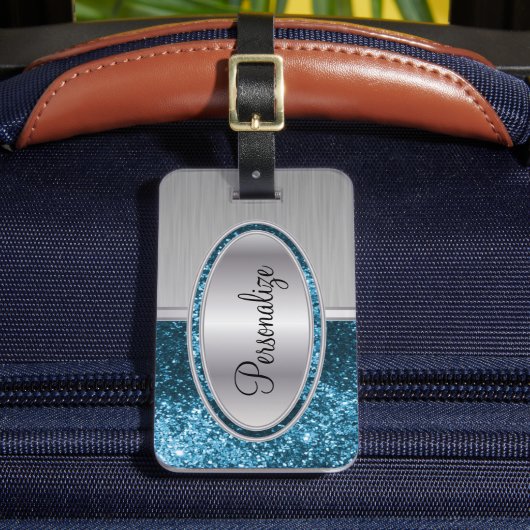 Aquamariner Glitzer- und Metallpinsel | DIY Text Gepäckanhänger (Vorderseite Insitu 2)