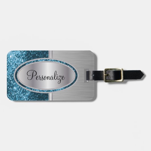 Aquamariner Glitzer- und Metallpinsel | DIY Text Gepäckanhänger (Vorderseite horizontal)