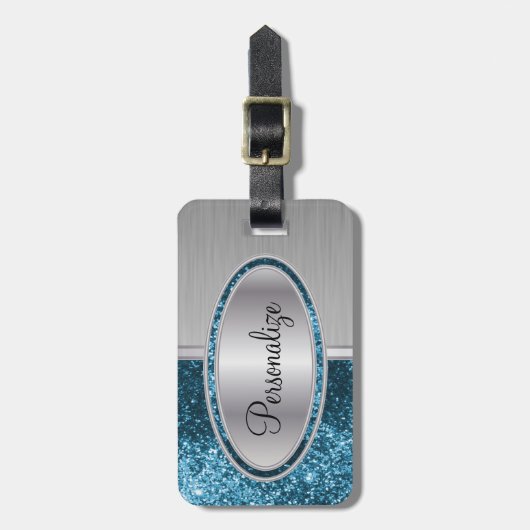 Aquamariner Glitzer- und Metallpinsel | DIY Text Gepäckanhänger (Vorderseite vertikal)